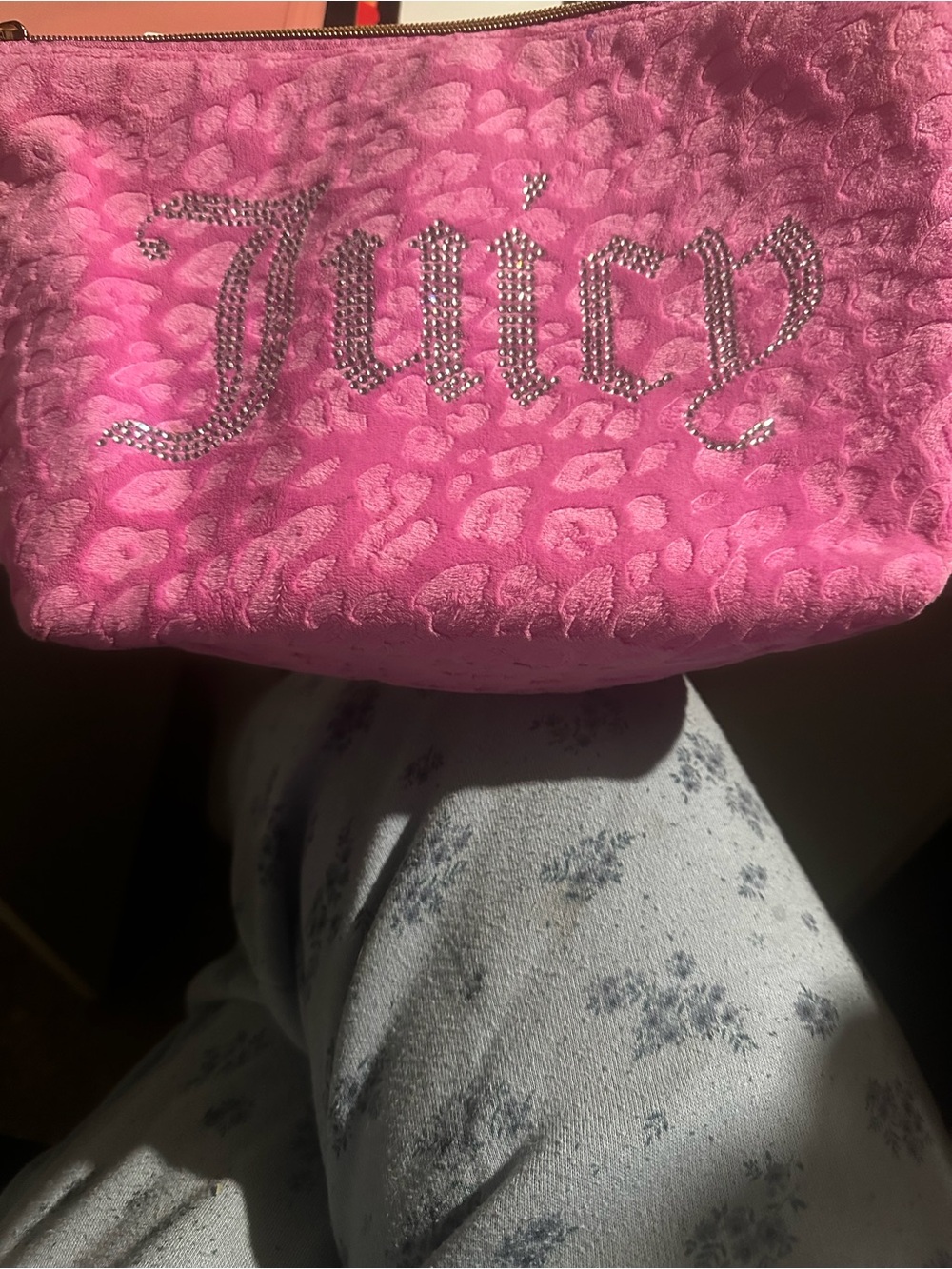 Juicy Couture Hot Pink Rhinestone Logo Cosmetic Pouch